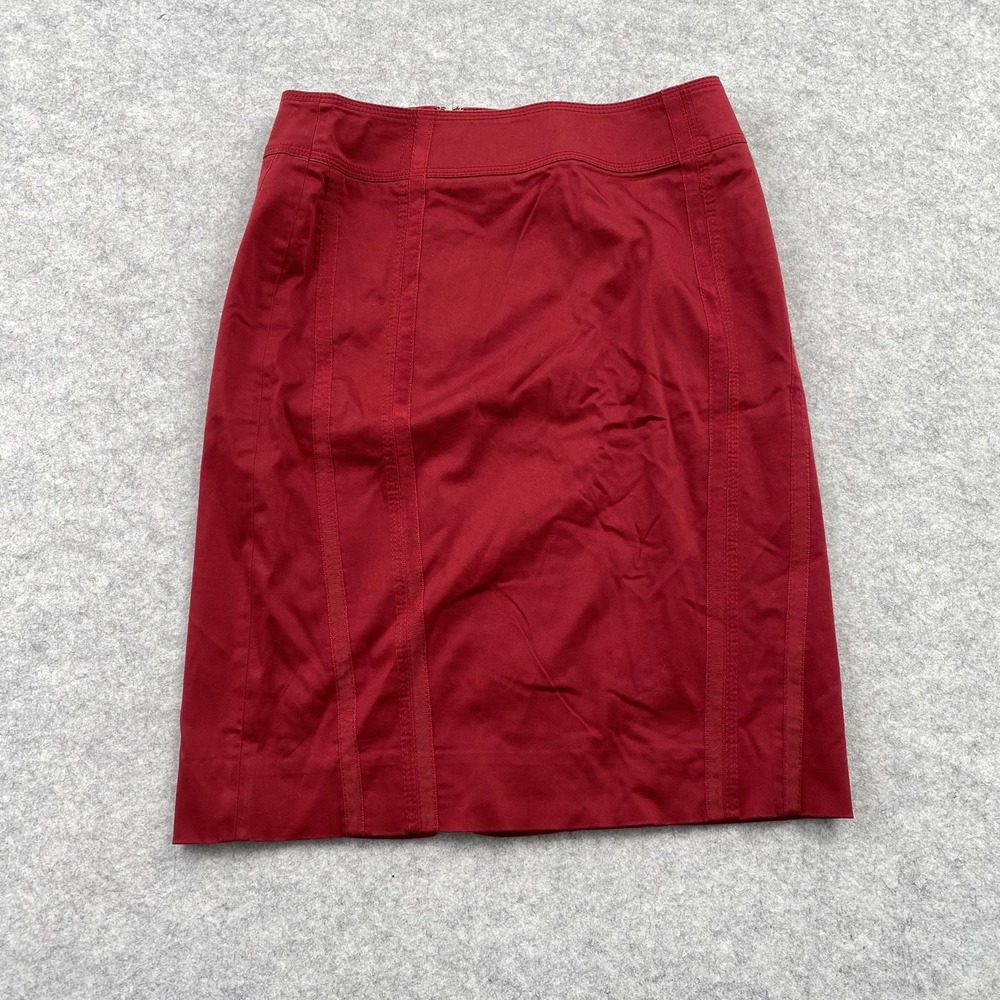 White House Black Market Skirt Womens 4 (27 Waist) Red Twill Pencil Knee Length